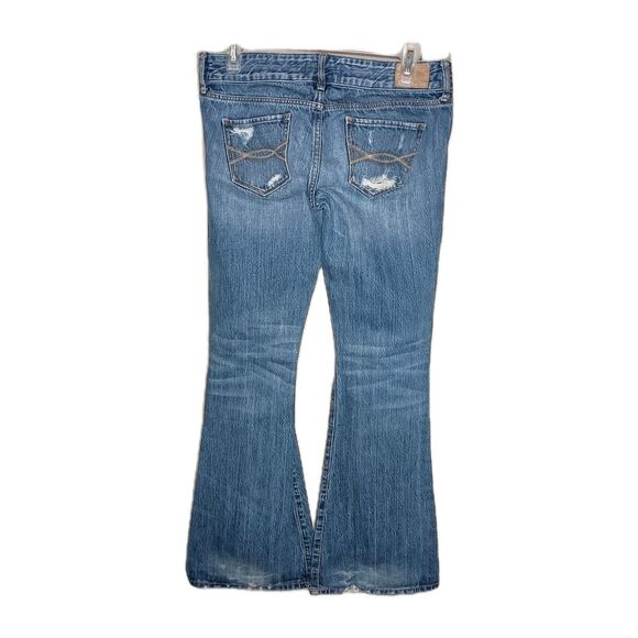 Vintage RARE Abercrombie Fitch Flared Jeans Trashed Thrashed Low Rise Distressed - Picture 2 of 16